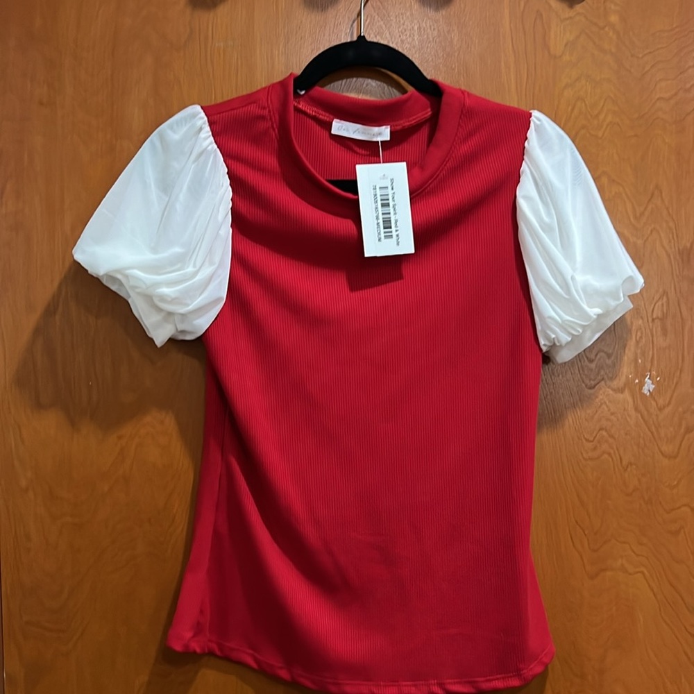 Red and white top
